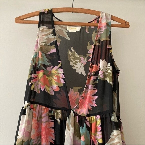 Anthro Maeve Floral Violetta Babydoll Dress XS - Picture 3 of 6